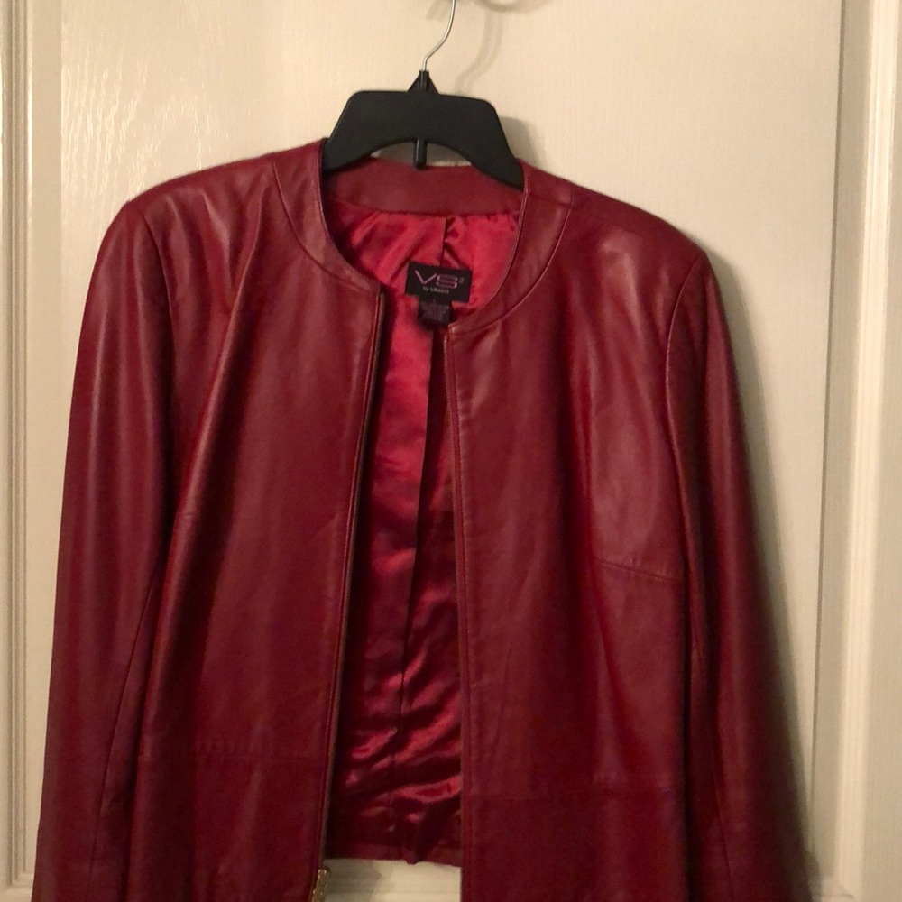 100% VS2 by Vakko Red leather jacket